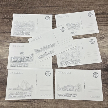 Carte poștală ilustrată cu peisaj urban – suvenir de călătorie și card de salut corporativ