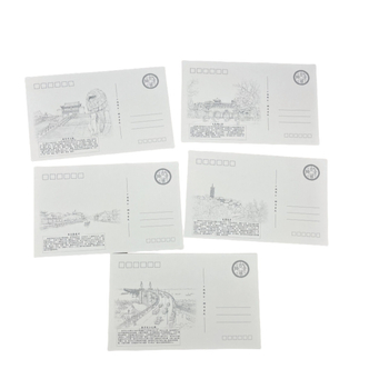 Carte poștală ilustrată cu peisaj urban – suvenir de călătorie și card de salut corporativ