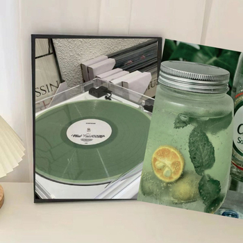 Set de 15 cărți poștale verzi de vară, în stil literar minimalist, pentru decor de perete interior