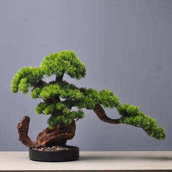 Bonsai artificial din pin, în stil Zen, pentru birou și sufragerie, decor de intrare, cadou pentru inaugurare.