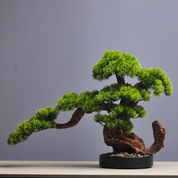Bonsai artificial din pin, în stil Zen, pentru birou și sufragerie, decor de intrare, cadou pentru inaugurare.