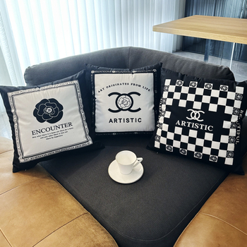 Husă de pernă din material Crystal-soft, lux ușor, design negru-alb modern pentru canapea