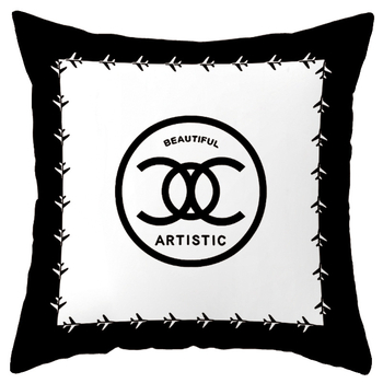 Husă de pernă din material Crystal-soft, lux ușor, design negru-alb modern pentru canapea