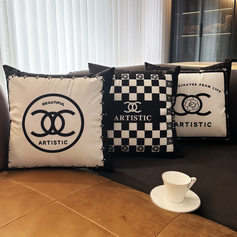 Husă de pernă din material Crystal-soft, lux ușor, design negru-alb modern pentru canapea