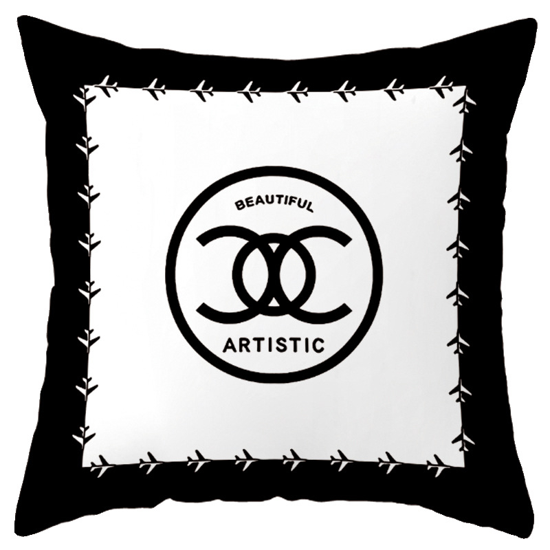 Husă de pernă din material Crystal-soft, lux ușor, design negru-alb modern pentru canapea