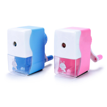 Huilin Ascuțitor de creioane cu manivelă, desen animat, din plastic, design geometric, Model 599