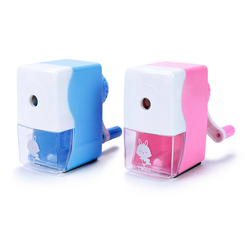 Huilin Ascuțitor de creioane cu manivelă, desen animat, din plastic, design geometric, Model 599