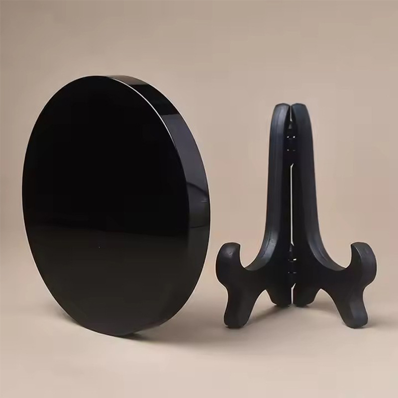 Obsidijan disk s ogledalom, poliranom rasporedom Sedam zvijezda Feng Shui za dom, ulaz i stol