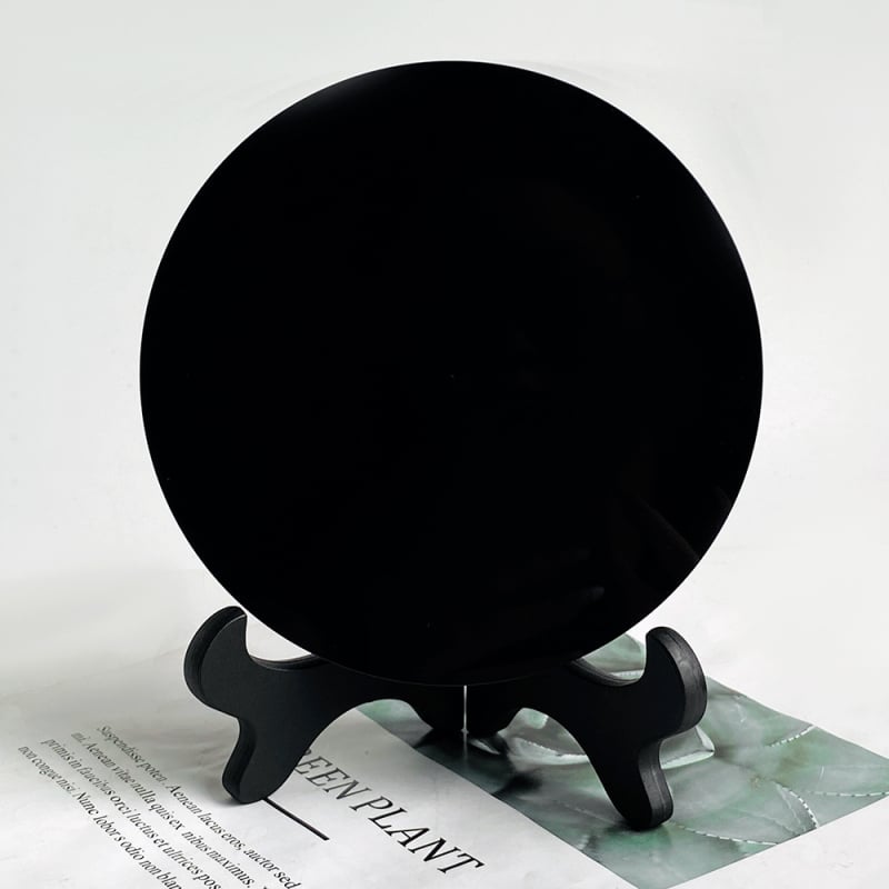 Obsidijan disk s ogledalom, poliranom rasporedom Sedam zvijezda Feng Shui za dom, ulaz i stol