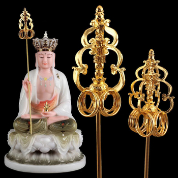 Zen štap Bodhisattva Ksitigarbha, 12 prstena od legure, pozlaćen