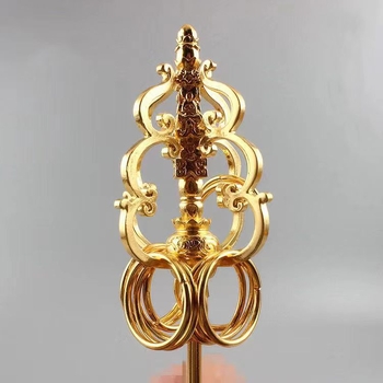 Zen štap Bodhisattva Ksitigarbha, 12 prstena od legure, pozlaćen