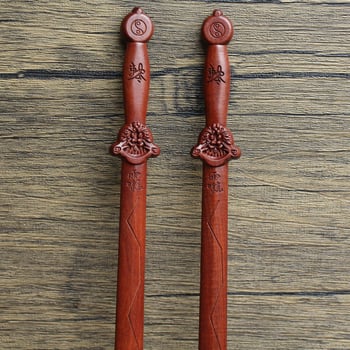 Drveni mač od drveta datlovine s ugraviranim imenom Boga munje i mačem Bagua, duljine 20 cm, taoistički artefact