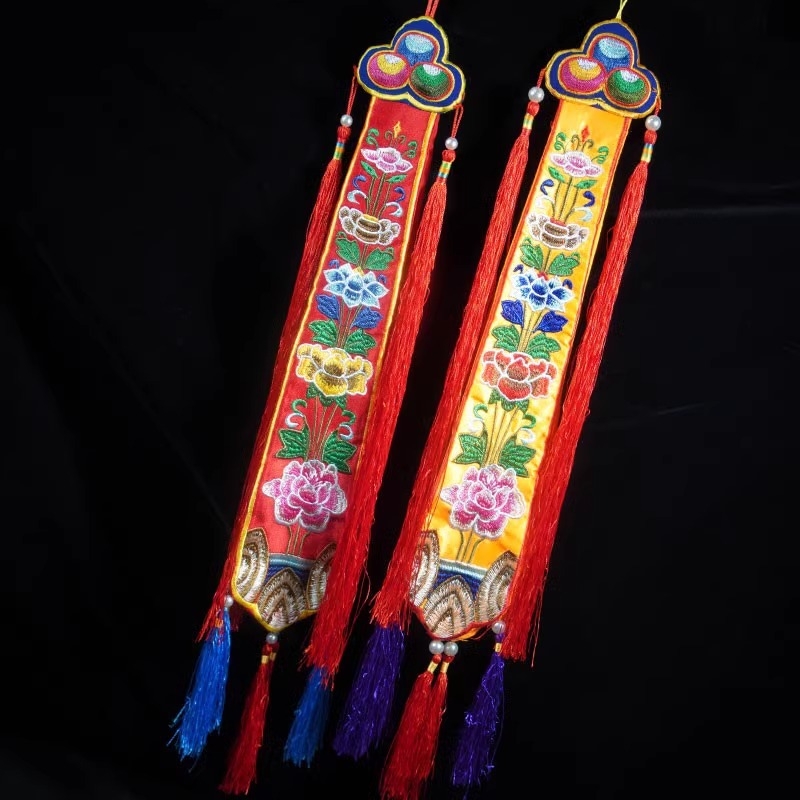 Nepalske ručno izvezene zastavice tibetanskog stila za kućni budistički oltar, osam tibetskih blagoslovljenih simbola