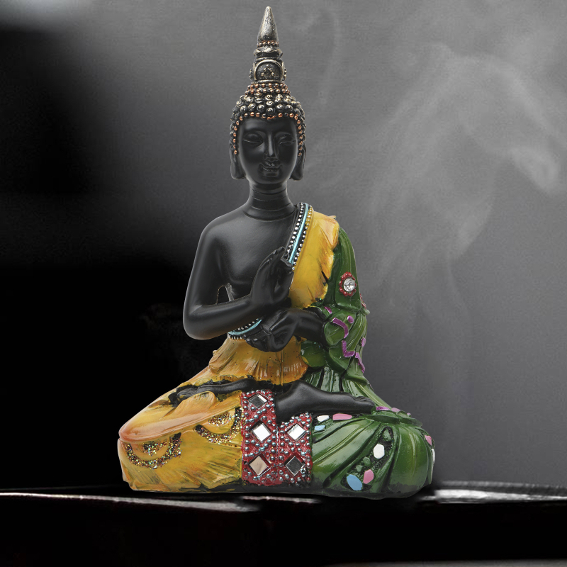 Смолени олтарни статуи: Shakyamuni Buddha, Avalokitesvara Bodhisattva и Ksitigarbha Bodhisattva