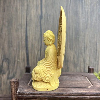 Boxwood резбована Amitabha Buddha статуя за кола – автомобилна украса, декоративно изделие