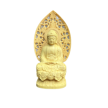 Boxwood резбована Amitabha Buddha статуя за кола – автомобилна украса, декоративно изделие