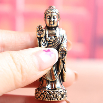 Латунова стояща статуя на Буда с Vairocana и Shakyamuni, винтидж настолен декор