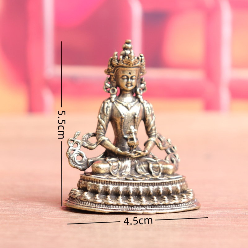 Тибетски Буда за дълголетие, месингова настолна статуя Bodhisattva – религиозна украса