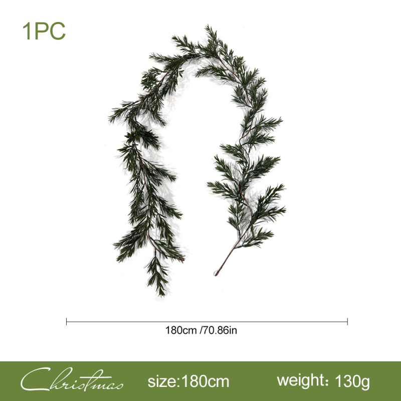 Изкуствено зелено растение Podocarpus, лоза с червени плодове — коледна витрина за дома