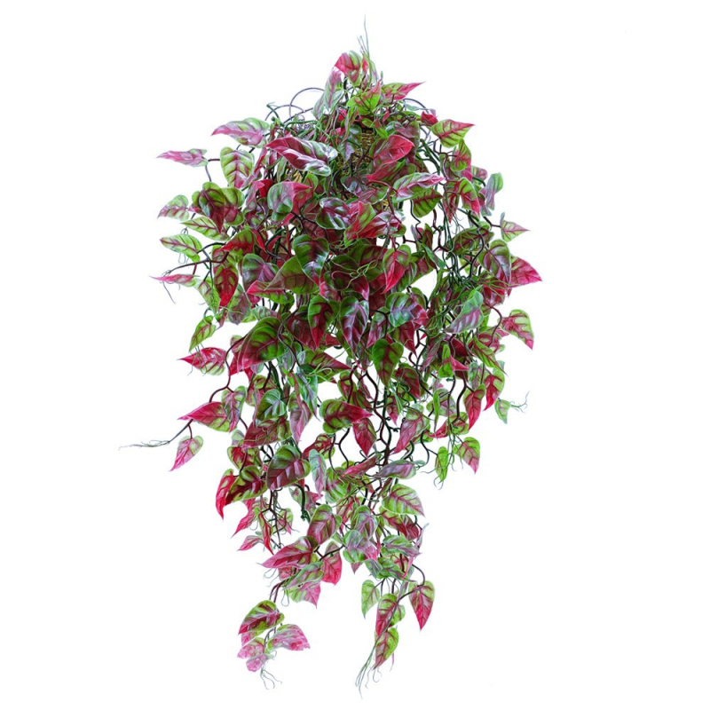 Plantă artificială de perete pentru decor, cu frunze de viță de cartof dulce și ornamente din ratan