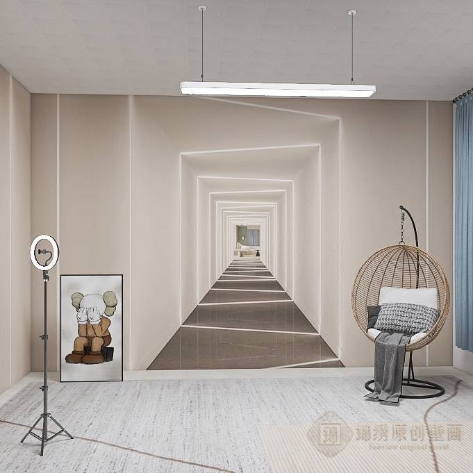 3D стереоскопичен тапет за просторна стая: дневна, студио и трапезария