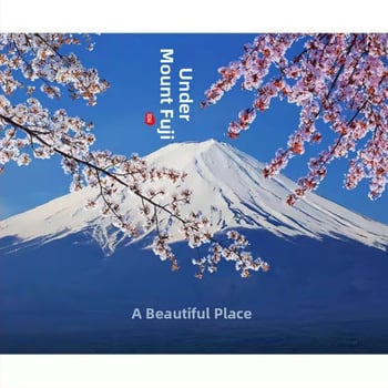 Japanski romantični tapet s motivom trešnjinog cvijeta i pejzaža Fuji – zidni dekor za restorane sa sushi jelima