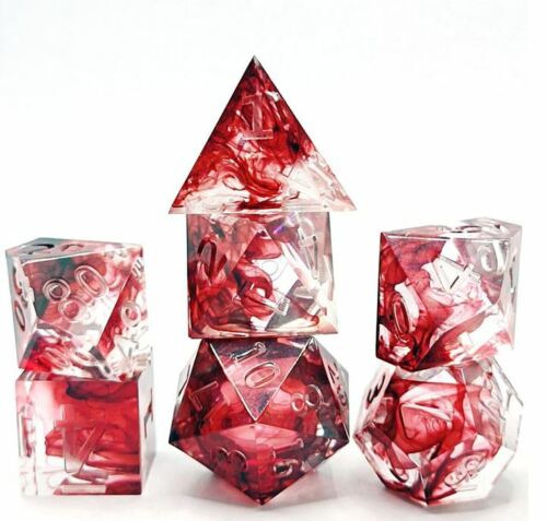 Set od 7 kockica od smole za Dungeons & Dragons i Call of Cthulhu RPG, poliedrične crvene