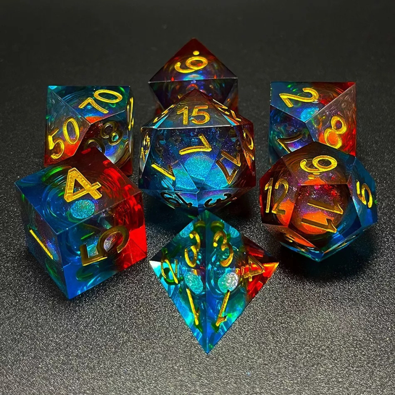 Set od 7 kockica od smole za Dungeons & Dragons i Call of Cthulhu RPG, poliedrične crvene
