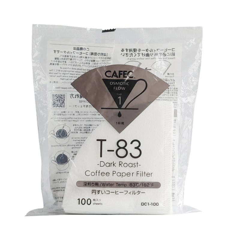 CAFEC V60 конус филтър хартия, Abaca, 100 листа, за ръчно филтриране на кафе, диапазон на изпичане: светъл до тъмен