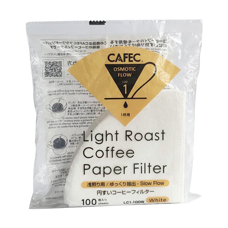 CAFEC V60 конус филтър хартия, Abaca, 100 листа, за ръчно филтриране на кафе, диапазон на изпичане: светъл до тъмен