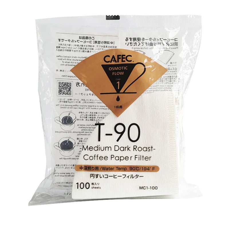CAFEC V60 конус филтър хартия, Abaca, 100 листа, за ръчно филтриране на кафе, диапазон на изпичане: светъл до тъмен