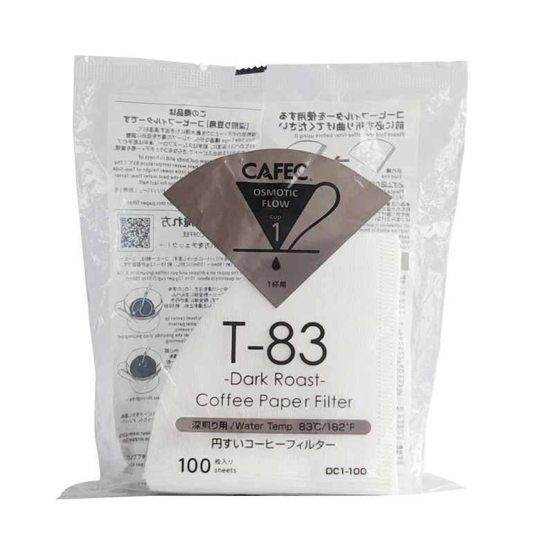 CAFEC V60 конус филтър хартия, Abaca, 100 листа, за ръчно филтриране на кафе, диапазон на изпичане: светъл до тъмен