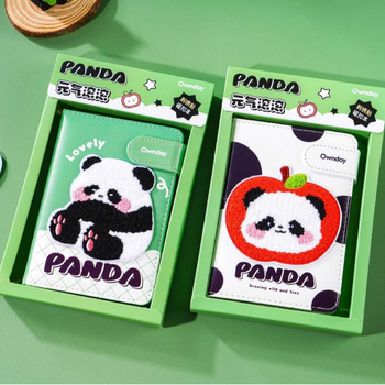 Блокнот Panda с бродерия и магнитно закопчаване – ограничено издание, сладък карикатурен стил за ученици