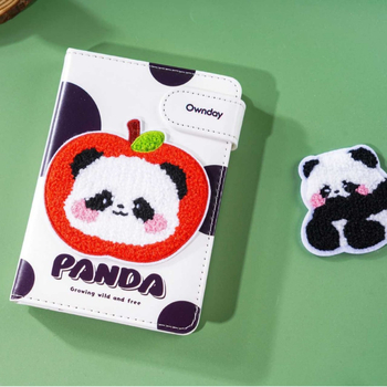 Блокнот Panda с бродерия и магнитно закопчаване – ограничено издание, сладък карикатурен стил за ученици