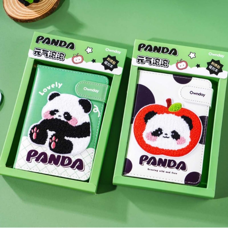 Блокнот Panda с бродерия и магнитно закопчаване – ограничено издание, сладък карикатурен стил за ученици