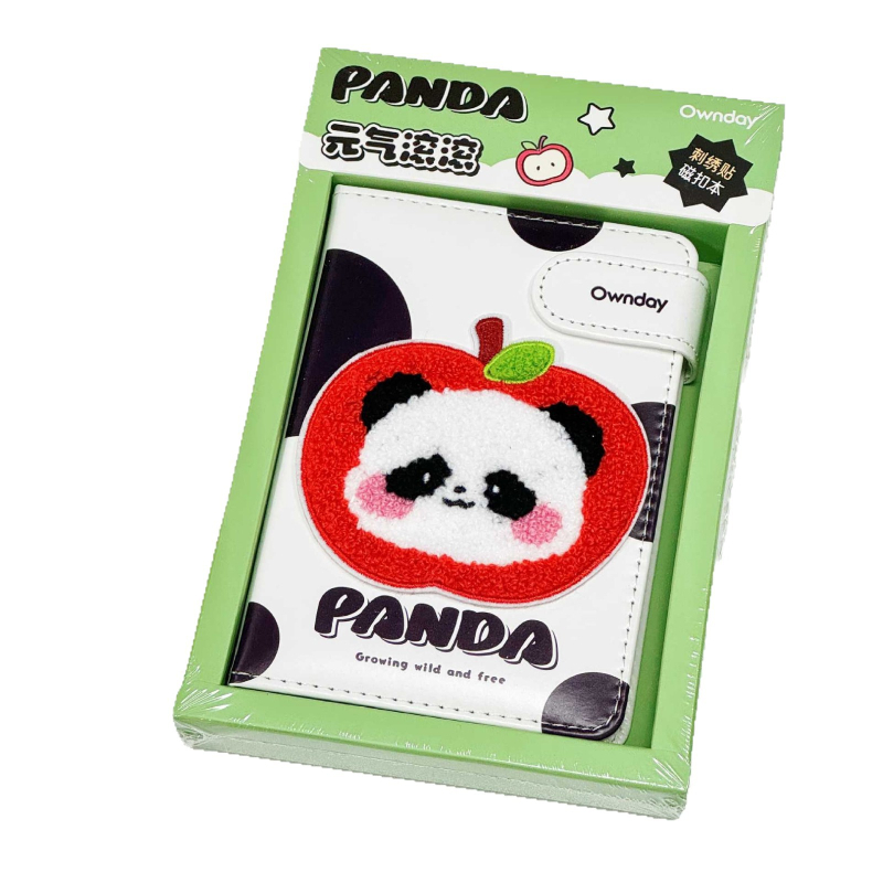 Блокнот Panda с бродерия и магнитно закопчаване – ограничено издание, сладък карикатурен стил за ученици