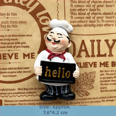 Magnet na chladničku s postavou kuchára, 3D magnet, personalizovaná domáca dekorácia