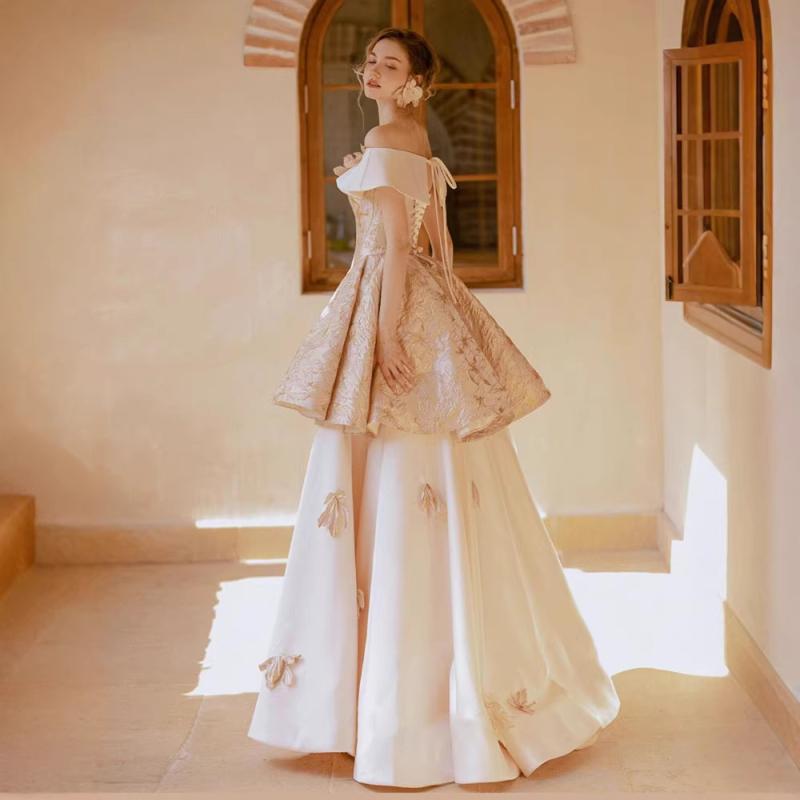 Večernja haljina s jednim ramenom, vrhunska izrada, nov model, elegantan i vitak kroj, duga haljina za bankete i proslave za odrasle, francuski retro stil