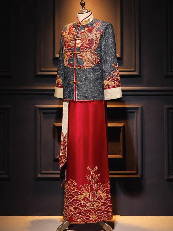Muško Xiuhe odijelo za vjenčanje, kineski stil, 2026 novi model