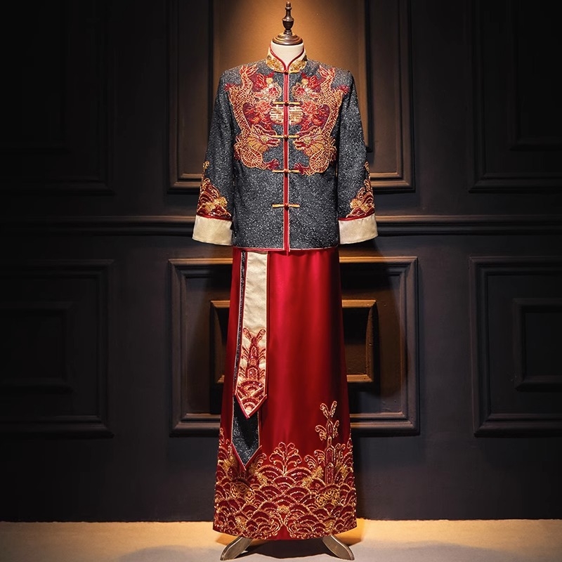 Muško Xiuhe odijelo za vjenčanje, kineski stil, 2026 novi model