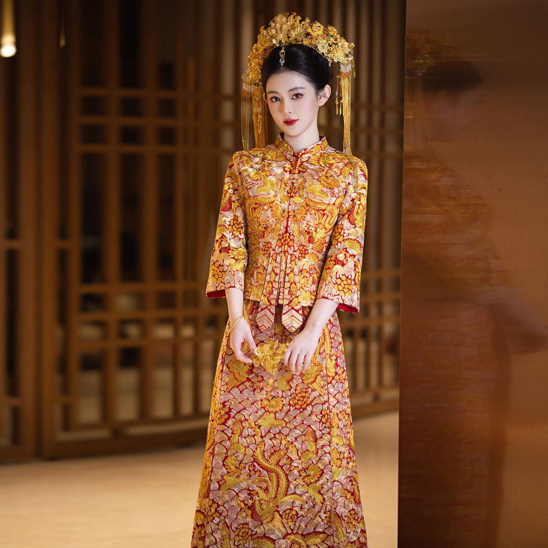 Vjenčana haljina Zmaj i Feniks, 2025 novi model, kineska tradicionalna svadbena haljina, luksuzni vjenčani outfit