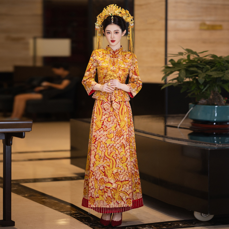 Vjenčana haljina Zmaj i Feniks, 2025 novi model, kineska tradicionalna svadbena haljina, luksuzni vjenčani outfit
