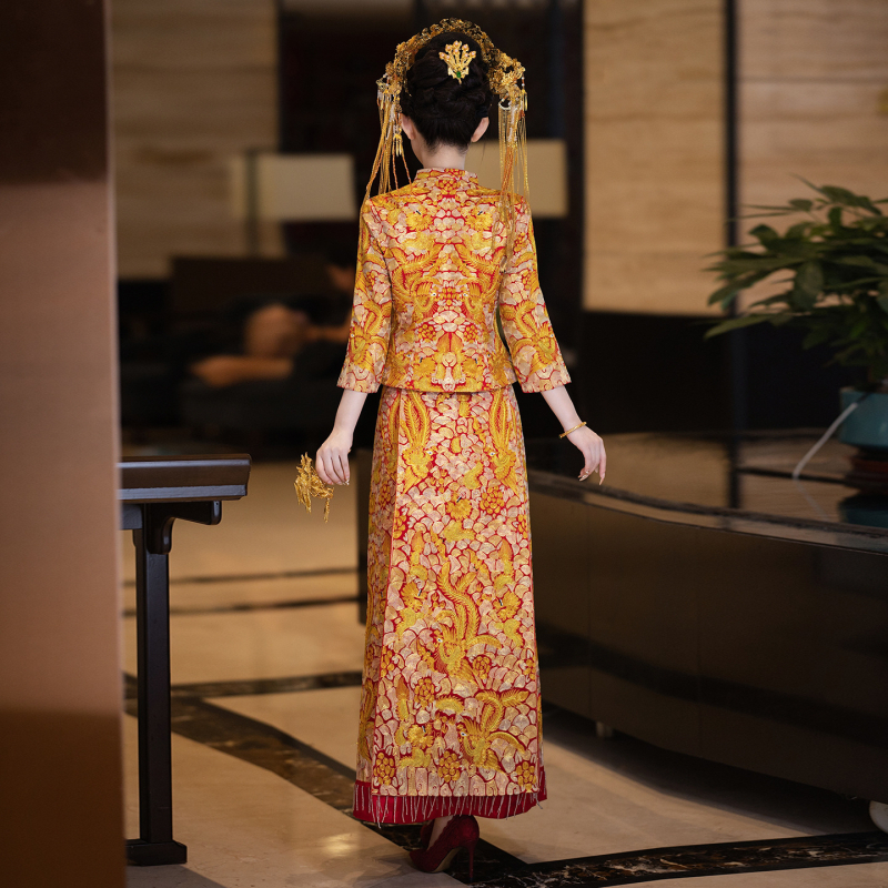 Vjenčana haljina Zmaj i Feniks, 2025 novi model, kineska tradicionalna svadbena haljina, luksuzni vjenčani outfit