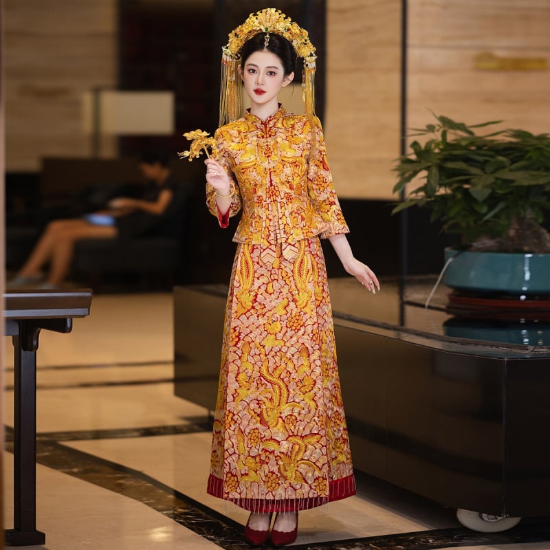 Vjenčana haljina Zmaj i Feniks, 2025 novi model, kineska tradicionalna svadbena haljina, luksuzni vjenčani outfit