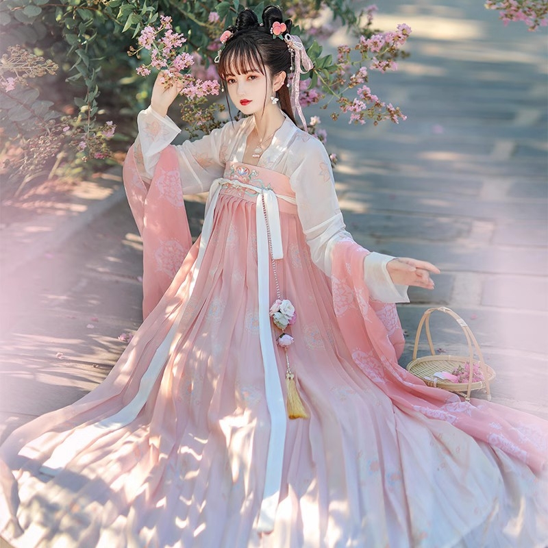 Yueya Nishang hanfu iz dinastije Tang za žene - ljetna ručno išivana ruqun haljina s otiscem kupusa