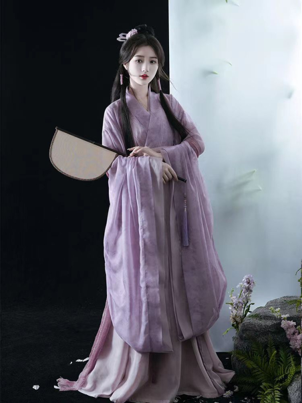 Hanfu suknja u Wei Jin stilu za žene s ispisom na preskriženom ovratniku i širokim rukavima, osmerodjelna suknja — tradicionalna kineska odjeća za svakodnevno nošenje