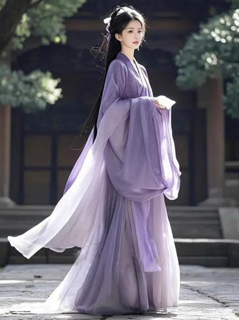 Purpurna Hanfu vila, 2026. model za odrasle, inspiriran Wei i Jin dinastijom, mala veličina, široki rukavi, set dugih haljina