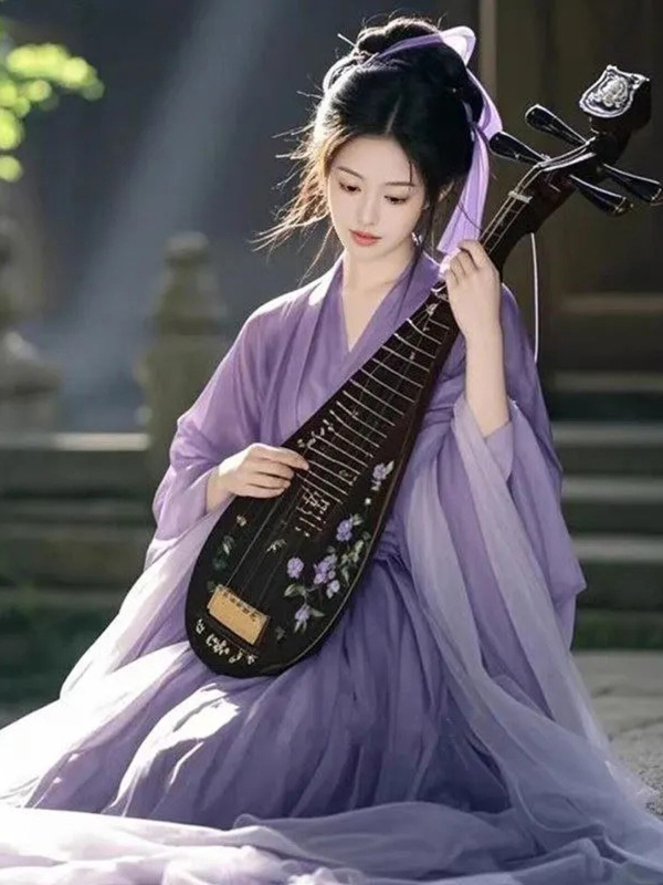 Purpurna Hanfu vila, 2026. model za odrasle, inspiriran Wei i Jin dinastijom, mala veličina, široki rukavi, set dugih haljina
