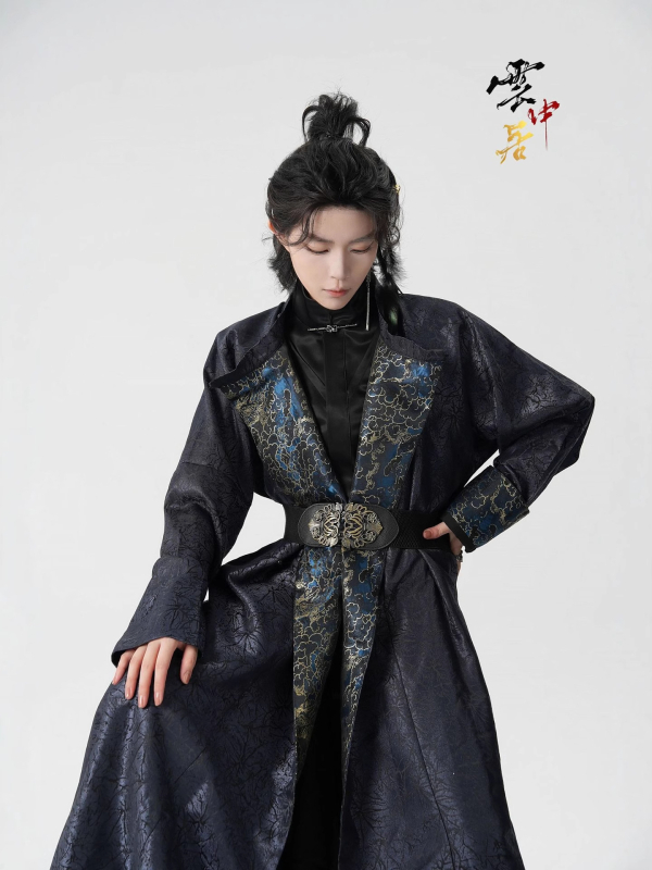 Autentična Hanfu haljina za proljeće i jesen, unisex, kineski stil, obnovljen Tang stil s okruglim izrezom i geometrijskim uzorkom