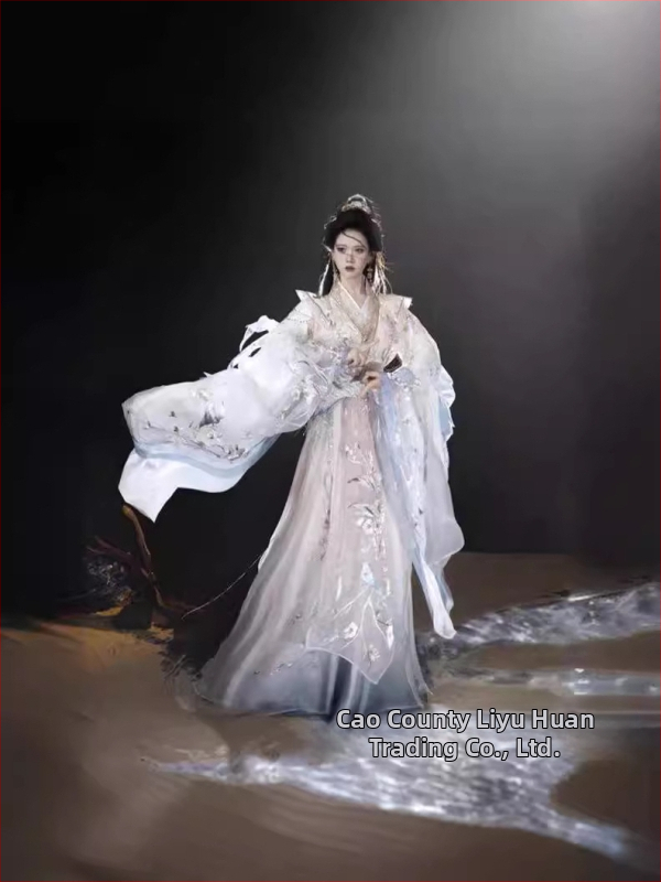 Ženský hanfu v Wei Jin štýle s ťažkou výšivkou, Jin-inšpirovaný, éterický vzhľad pre jar a leto, set šiat